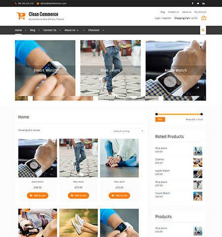 Clean Commerce - Best free WordPress  WooCommerce themes 