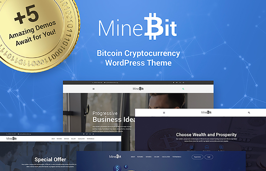 MineBit - Bitcoin Cryptocurrency WordPress Theme