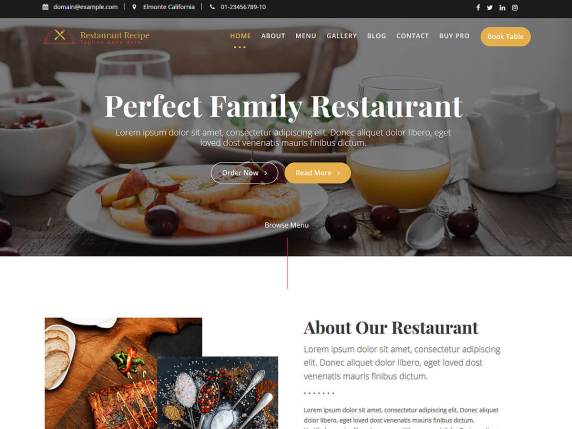 Restaurant Recipe - Free WordPress Theme for Restaurant