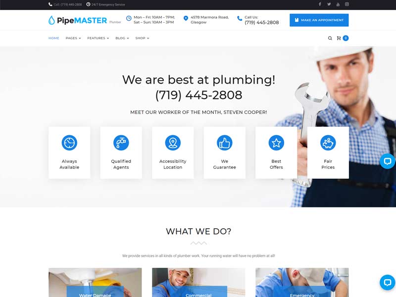 PipeMaster - Plumbing Services WordPress Theme